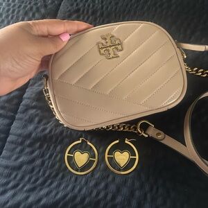 Tory Burch Beige Quilted Crossbody Bag